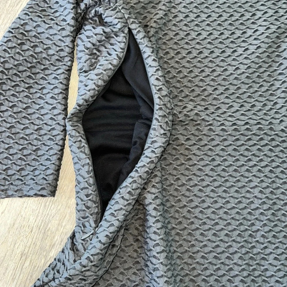 eci New York Charcoal Gray stretch mesh dress Knee Length Long Sleeve sz 10 - Picture 8 of 10